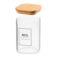 Frasco de 1,2 L de borossilicato com tampa de bambu Rice