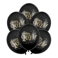 Happy 2023! Balões de látex preto pastel de 30 cm - PartyDeco - 50 unid.