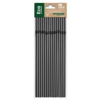 Canudos de 21 cm de plástico biodegradável preto flexíveis - Honest Green - 50 unidades