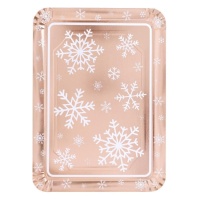 Bandeja rectangular com flocos de neve 25 x 34 cm - 1 unidade