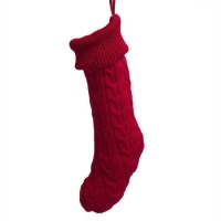 Meia de Natal tricotada vermelha