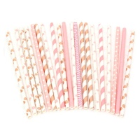 Palhinhas de papel cor-de-rosa e rosa dourado - 20 peças.