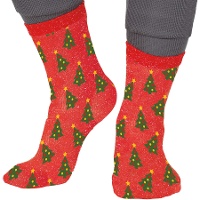 Meias de Natal vermelhas com glitter - 1 par