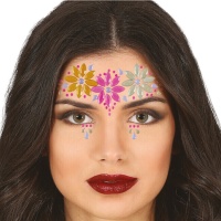 Bijutaria facial adesiva com três flores