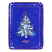 Tabuleiro rectangular de cartão de Natal em cartão azul noite 25 x 34 cm - 1 pc.