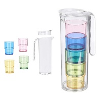 Jarra de 1,6 L com 4 copos coloridos - 5 peças