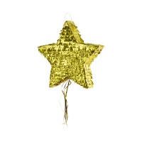 Pinhata estrela dourada 3D - 44,5 x 42,5 x 9 cm