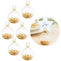 Bola de natal com estrelas para cartão de lugar 7 x 5,5 cm - 6 pcs.