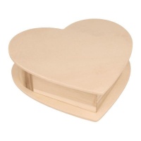 Caixa de madeira em forma de coração 19 x 18,5 x 5 cm