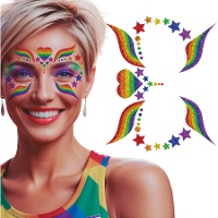 Joias faciais adesivas arco-íris