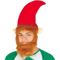 Chapéu de duende de Natal com barba e orelhas