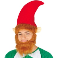 Chapéu de duende de Natal com barba e orelhas