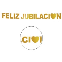Grinalda de Feliz Jubilación dorada con purpurina