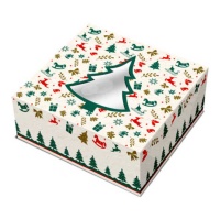 Caixa para bolos de Natal com árvore de Natal 30 x 7,5 cm - Pastkolor