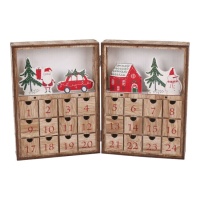 Calendário do advento de Natal com gavetas 35,5 x 24 cm