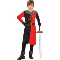 Fato de guerreiro vermelho medieval para rapaz