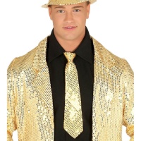 Gravata com lantejoulas douradas de 35 cm