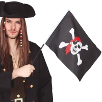 Bandeira de pirata com mastro 42 x 30 cm