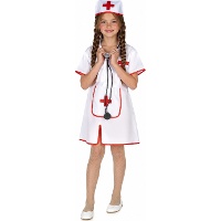 Fato de enfermeira com touca e avental para menina