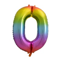 Balão número 0 arco-íris (86 cm) - Globos Nordic - 1 unidade