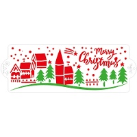 Estêncil de paisagem de Natal 10 x 28 cm - Decorar
