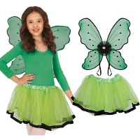 Conjunto de borboleta verde com asas e tutu