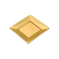 Pratos de plástico metálicos quadrados de 17 cm - 4 peças.