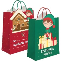Sacola de presente 45 x 33 x 10 cm com Elfo - 1 unidade