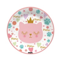 Pratos Princesa Gato 18 cm - 8 unid.