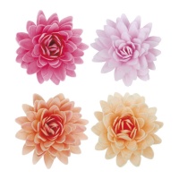 Bolachas flor de lótus 4 cores 5,5 cm - Dekora - 18 unidades