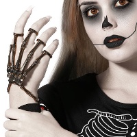 Pulseira de mão de esqueleto prateada