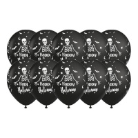 Balões de Látex Esqueleto Halloween 30 cm - Amor de festa - 10 pcs.