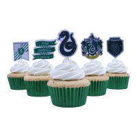 Palitos para cupcake Slytherin - 15 unid.