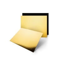 Base para bolo rectangular de 30 x 40 x 0,3 cm dourado e preto - Sweetkolor