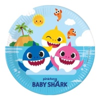 Pratos de Baby Shark compostáveis de 23 cm - 8 unidades