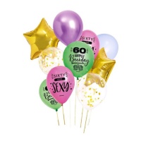 Balões de látex sortidos Happy 60th Birthday 30cm - 10 pcs.