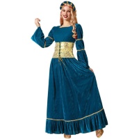 Fato de Rainha Medieval Azul para mulher