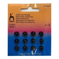 Pregos de pressão pretos de 0,9 cm - Pónei - 12 pares