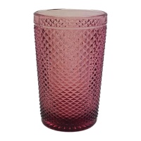 Copo de vidro rosa gravado de 350 ml