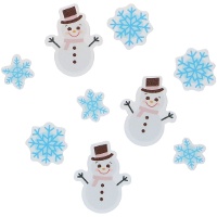 Oblatas de bonecos de neve e flocos de neve - 9 unidades
