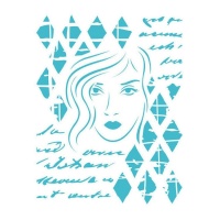 Stencil com rosto de mulher em losango 20 x 28,5 cm - Artis decor - 1 peça