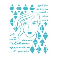 Stencil com rosto de mulher em losango 20 x 28,5 cm - Artis decor - 1 peça