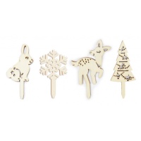 Palitos de madeira com motivos natalícios - Scrapcooking - 4 unid.