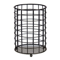Recipiente para utensílios em aço inoxidável preto