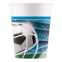 Copos de baliza de futebol azuis 200 ml - 8 unid.