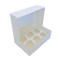 Caixa branca para 6 cupcakes com janela de 24 x 16,5 cm - Pastkolor