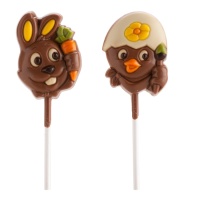 Chupa-chupas de chocolate com animais da Páscoa sortidos 20 gr - Dekora - 1 unidade
