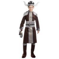 Fato de viking castanho e cinzento para rapaz