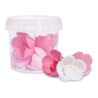 Folha de hóstia de flores brancas e cor-de-rosa - Scrapcooking - 6 unidades