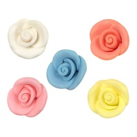 Figuras de açúcar com rosas coloridas de 2 cm - Dekora - 100 unidades
